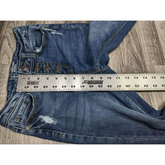 (3/$35) NOBO No Boundaries Size 3 Distressed High Rise Skinny Button Fly Jeans - Picture 9 of 10